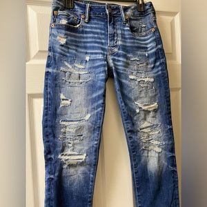 AE American Eagle Mens 29x32 Airflex 360 skinny jeans “patched” style